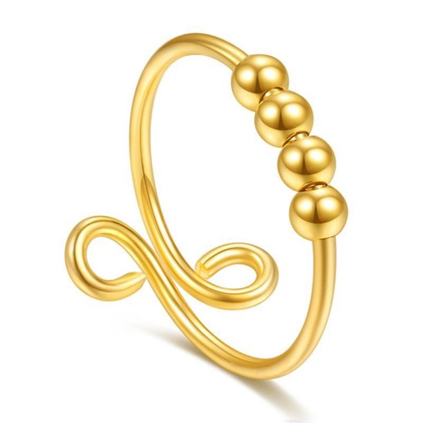 4 Bead Anxiety Ring - Adjustable Ring - Prevent Nail Biting