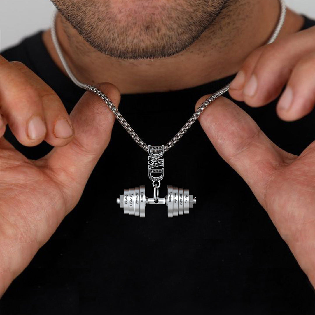 Father's Day Gift Personalized DAD Dumbbell Necklace