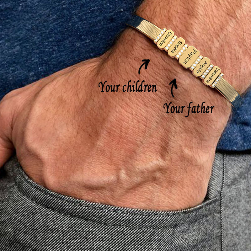 Father's Day Gift Men's Snake-shaped Chains With Custom Diamond Family Beads