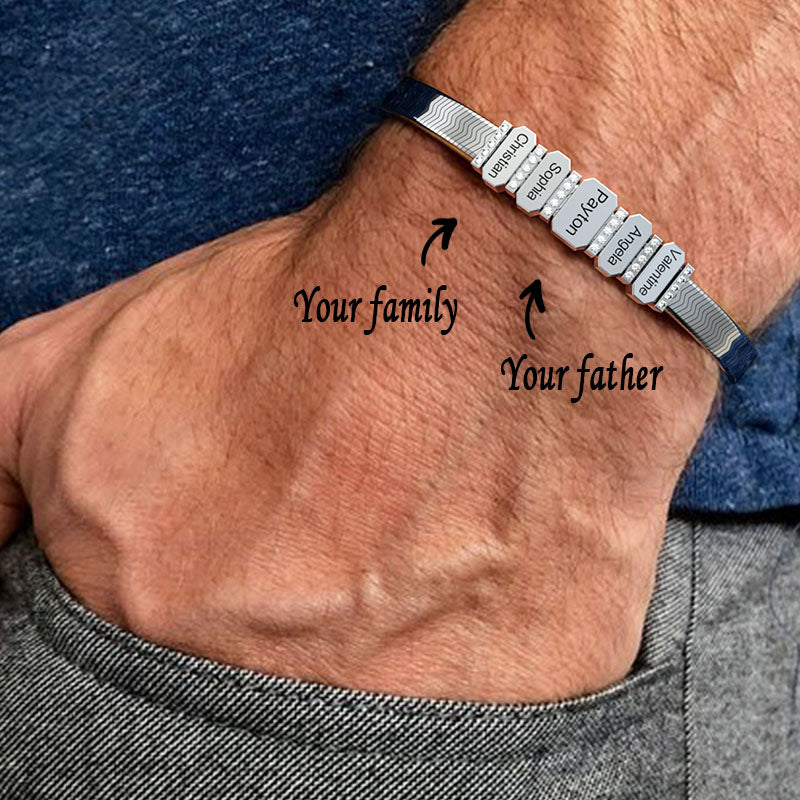 Father's Day Gift Men's Snake-shaped Chains With Custom Diamond Family Beads