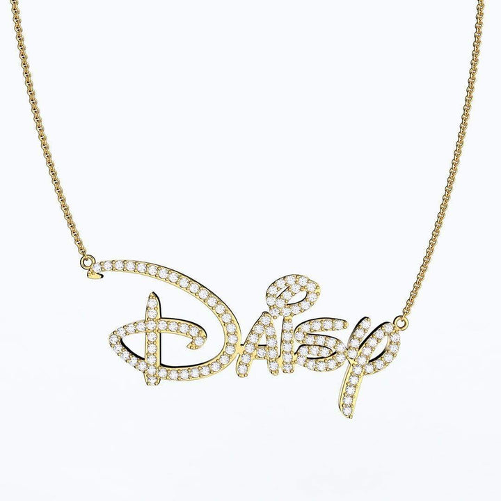 Shiny Personalized Princess Style Diamond Name Necklace