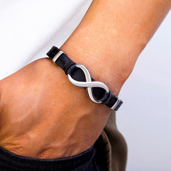 For Son - I love you until infinity runs out infinity leather bracelet