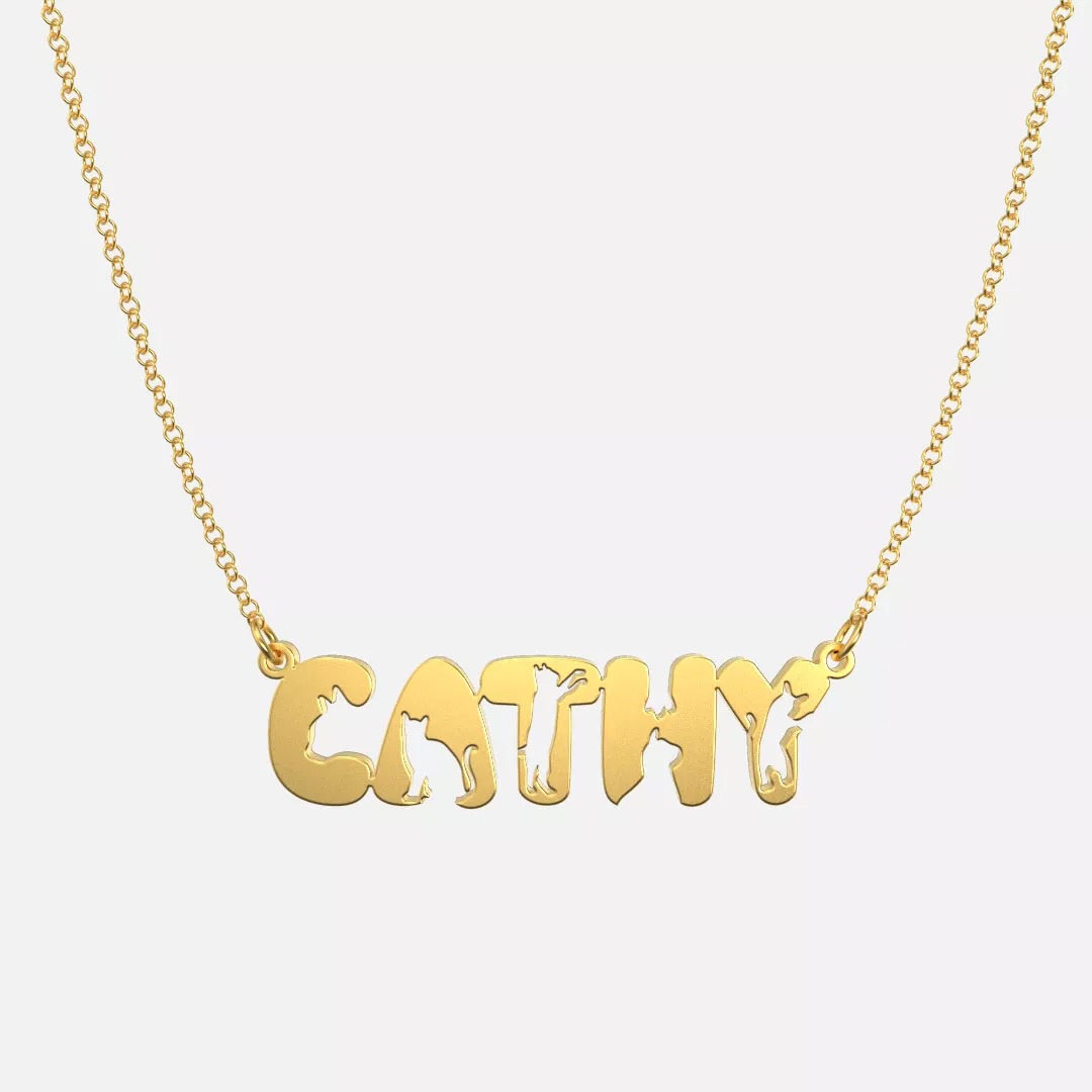 Personalized Adorable Cat Name Necklace