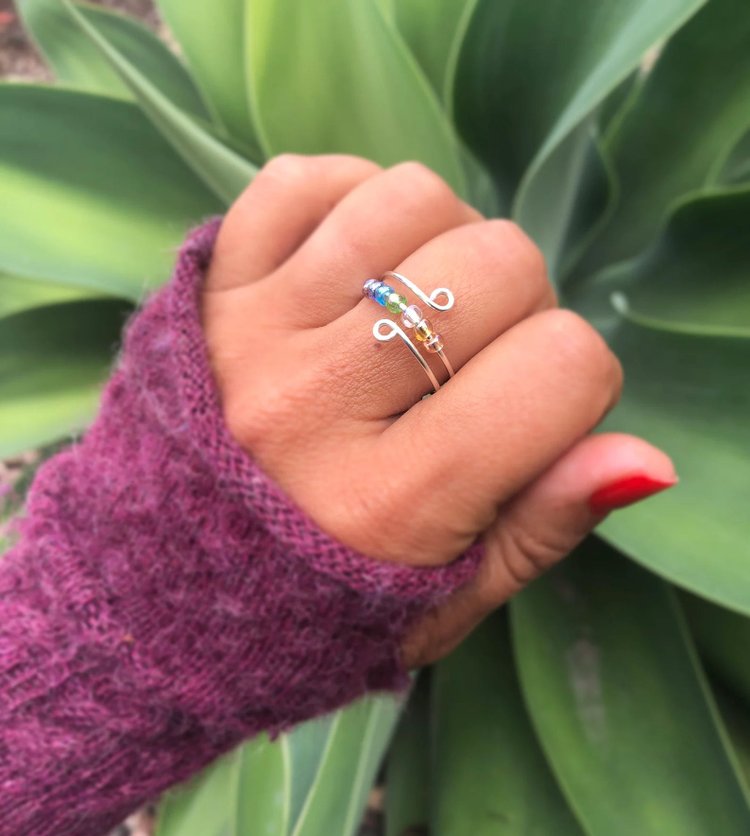 For Daughter - S925 Drive Away Your Anxiety Rainbow Beads Fidget Ring