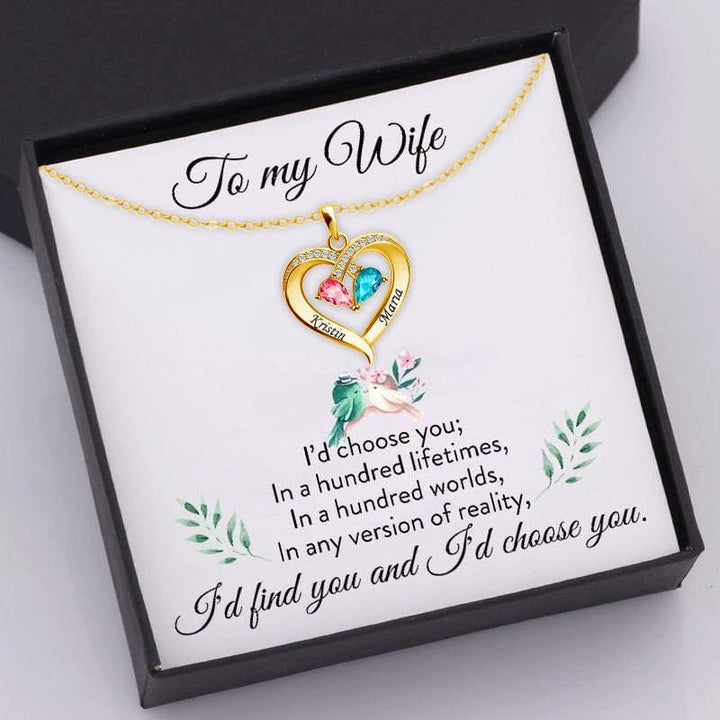 Christmas Gift Forever Love Birthstone & Diamond Heart Necklace