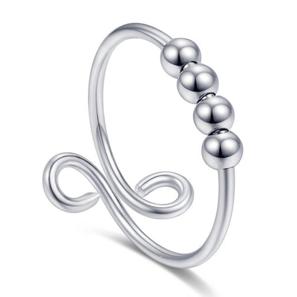 4 Bead Anxiety Ring - Adjustable Ring - Prevent Nail Biting