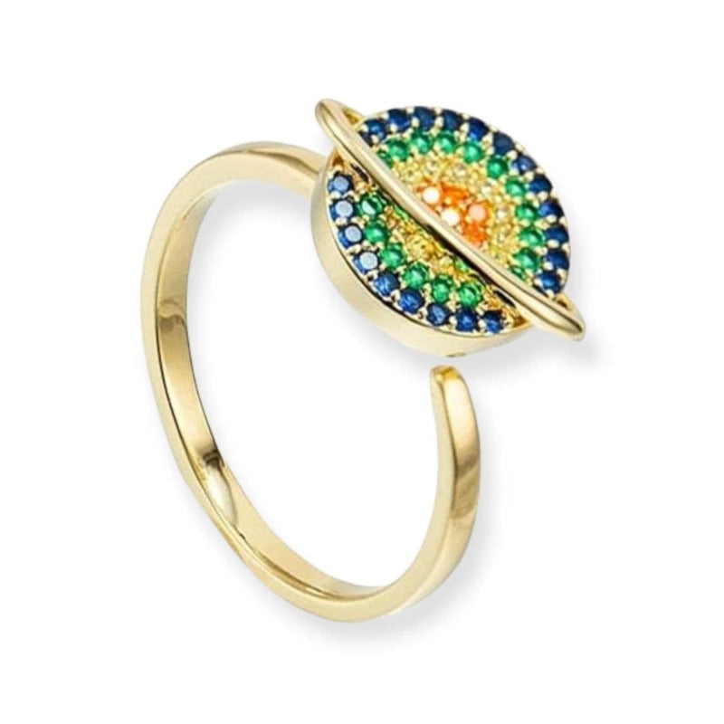 Rotating Planet Spinning Anxiety Adjustable Ring