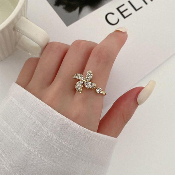 Rotating Windmill Spinning Anxiety Adjustable Ring