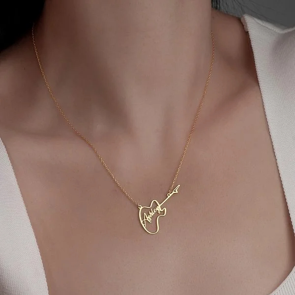 Personalized Guitar Necklace Electric Guitar Pendant Rock
