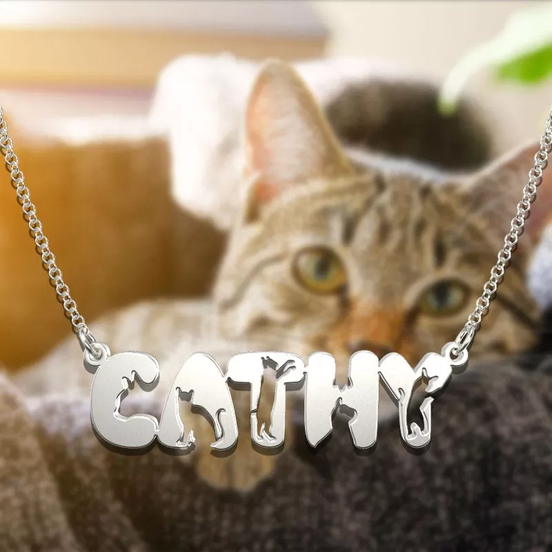 Personalized Adorable Cat Name Necklace