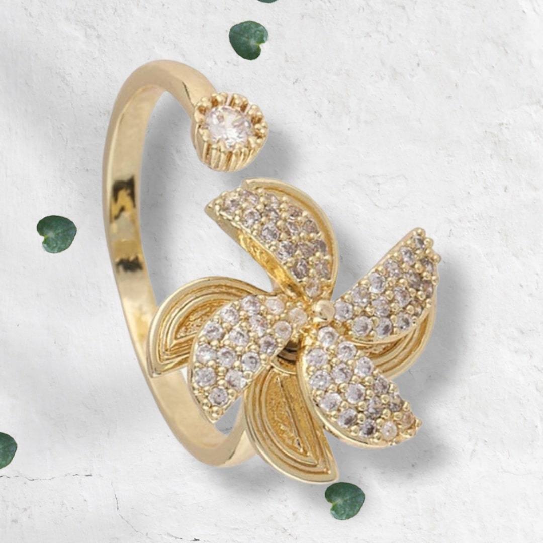 Rotating Windmill Spinning Anxiety Adjustable Ring