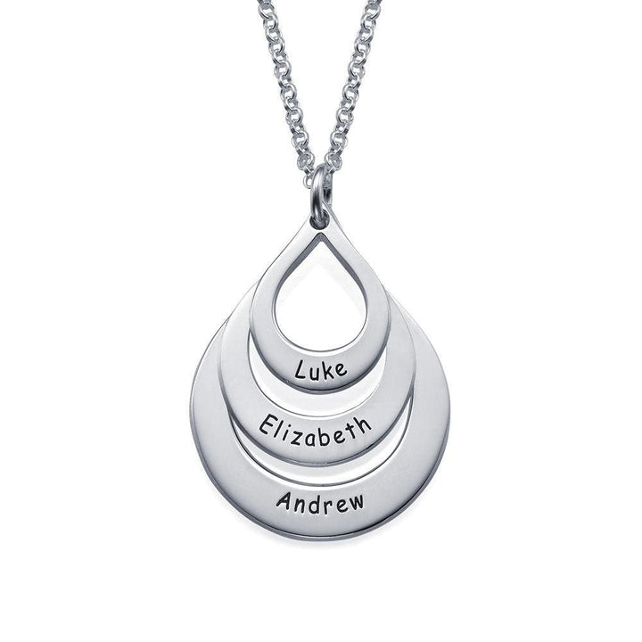 Mother‘s Day Gift  Engraved Drop Shaped Family Necklace