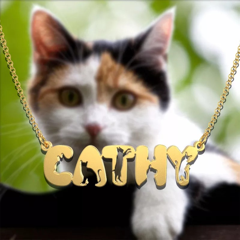 Personalized Adorable Cat Name Necklace