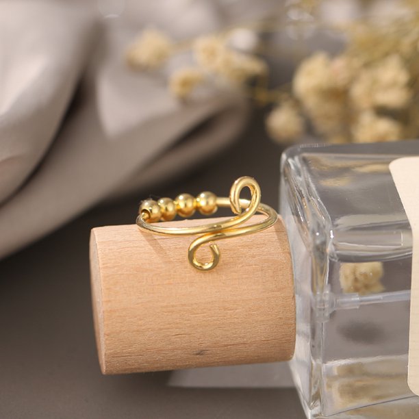 4 Bead Anxiety Ring - Adjustable Ring - Prevent Nail Biting