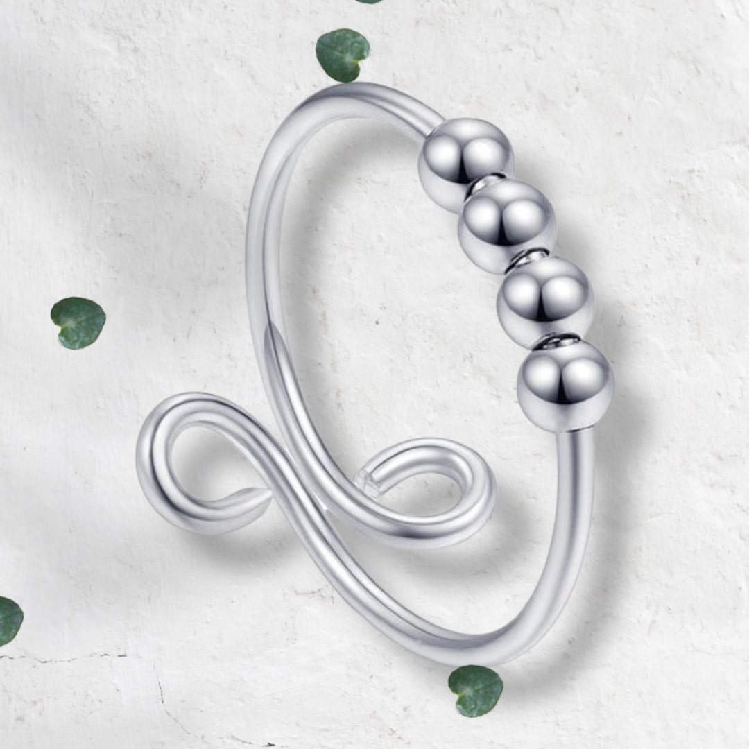 4 Bead Anxiety Ring - Adjustable Ring - Prevent Nail Biting