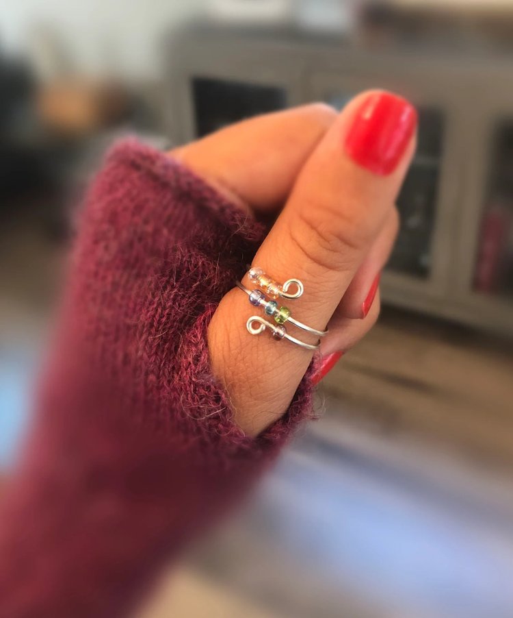 For Daughter - S925 Drive Away Your Anxiety Rainbow Beads Fidget Ring