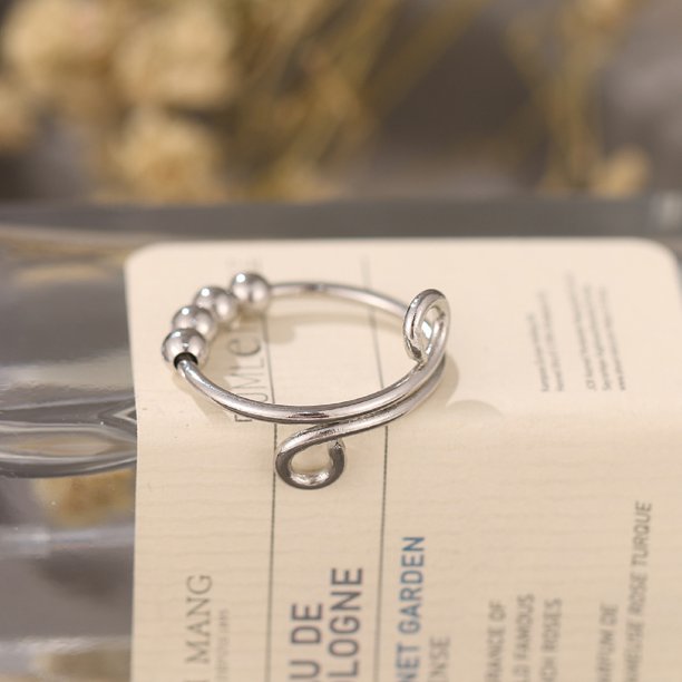 4 Bead Anxiety Ring - Adjustable Ring - Prevent Nail Biting