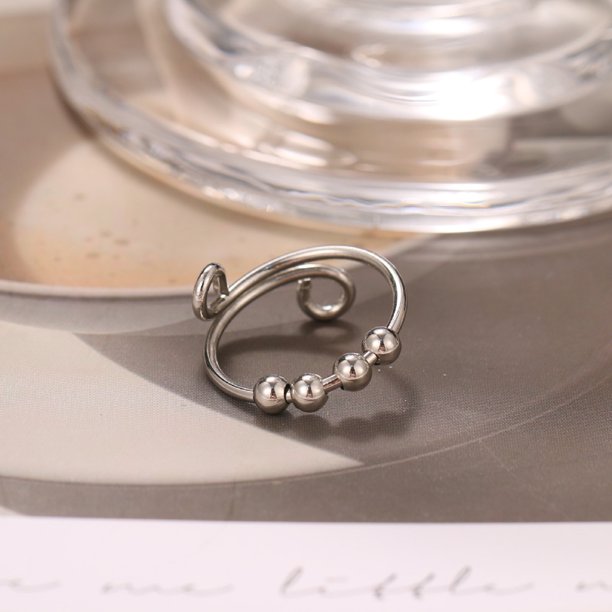 4 Bead Anxiety Ring - Adjustable Ring - Prevent Nail Biting