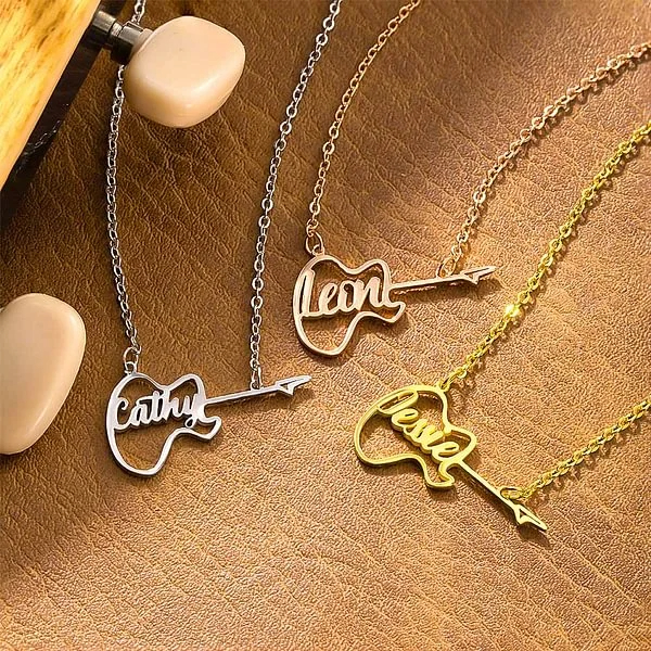 Personalized Guitar Necklace Electric Guitar Pendant Rock