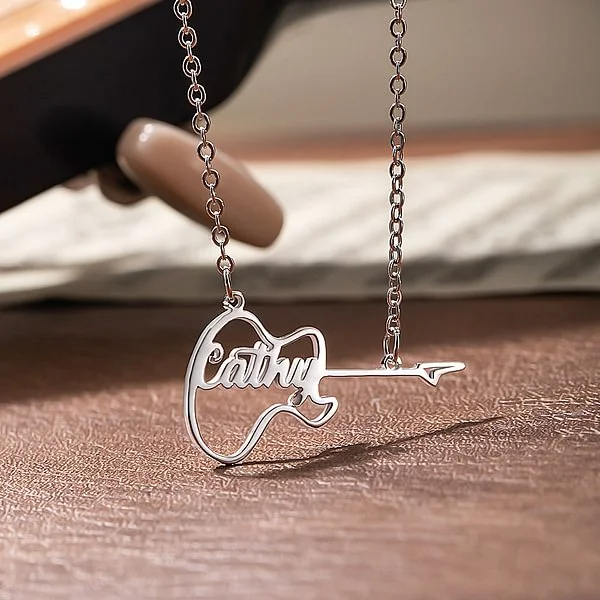 Personalized Guitar Necklace Electric Guitar Pendant Rock