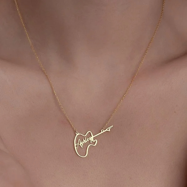 Personalized Guitar Necklace Electric Guitar Pendant Rock