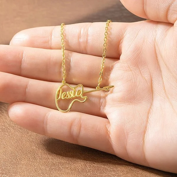 Personalized Guitar Necklace Electric Guitar Pendant Rock
