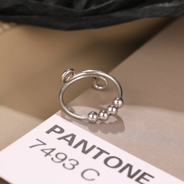 4 Bead Anxiety Ring - Adjustable Ring - Prevent Nail Biting