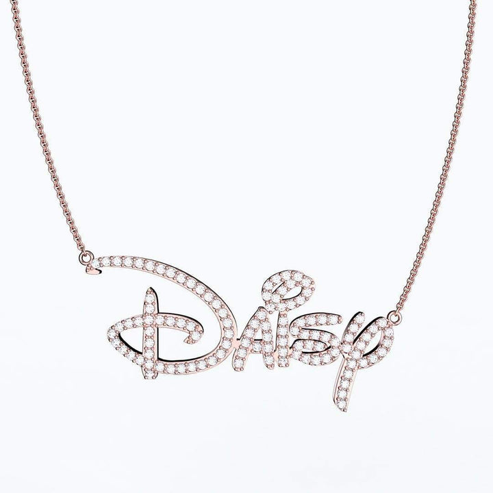 Shiny Personalized Princess Style Diamond Name Necklace