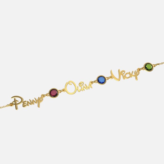 Personalized Princess Style Name And Birthstone Bracelet