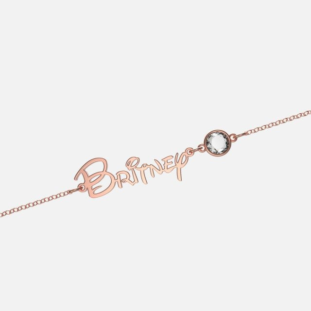 Personalized Princess Style Name And Birthstone Bracelet