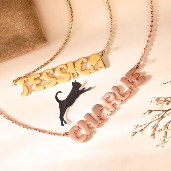 Personalized Adorable Cat Name Necklace