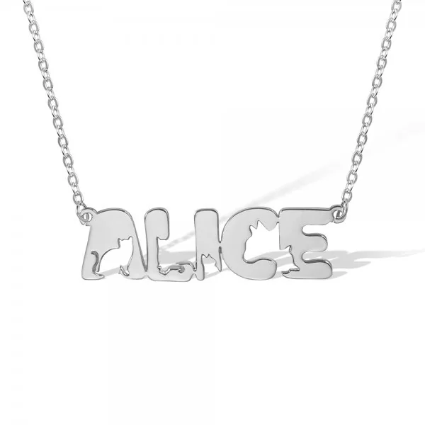 Personalized Adorable Cat Name Necklace