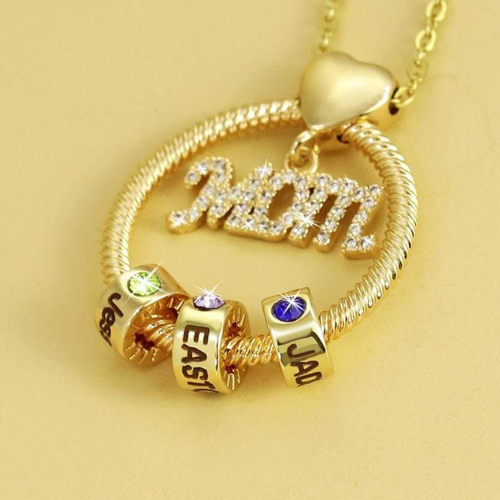 Mother's Day Gift Personalized Circle Pendant with Custom Birthstone Beads