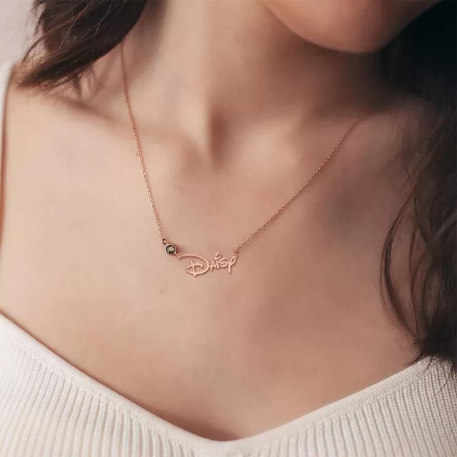 Personalized Princess Style Name Necklace with Birthstone