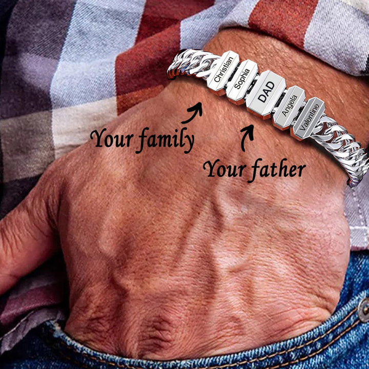 Father's Day Gift Cuba Link Men's Bracelet With Personalized Beads