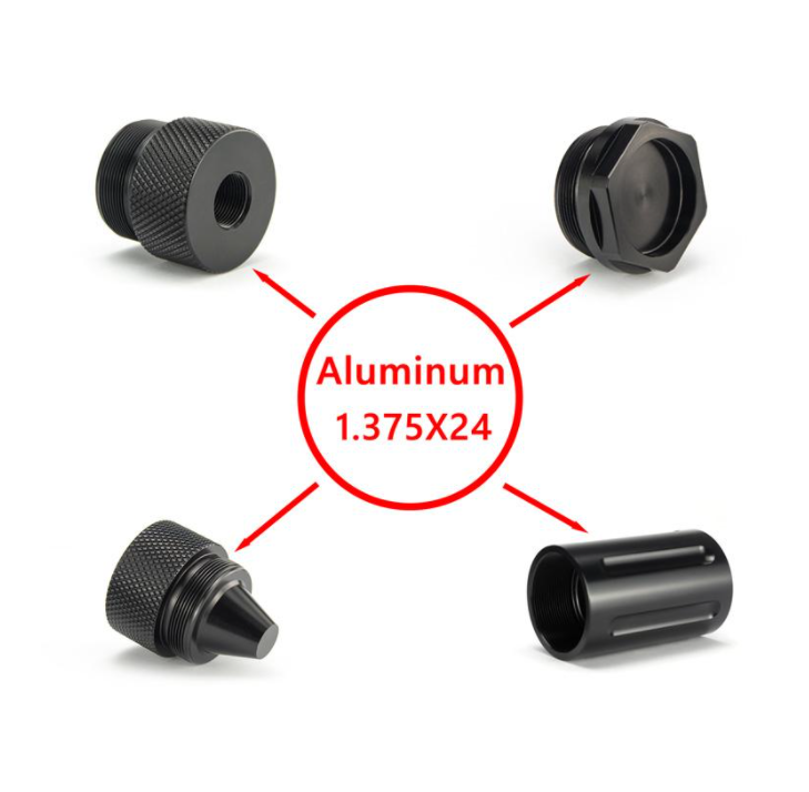 Aluminum 1/2x28 or 5/8x24 Baffle Cup 1 3/16-24 To 1.375x24 Adapter for Solvent Trap