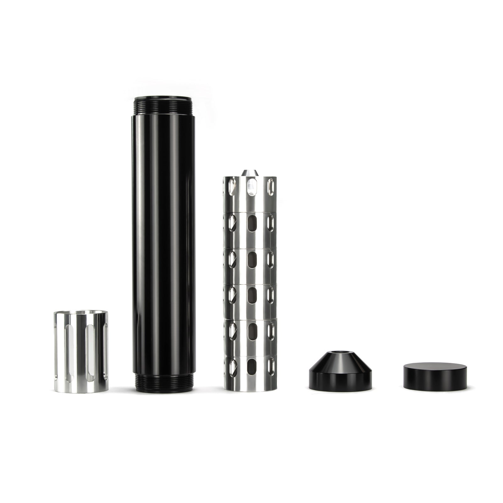 Solvent Trap Tube Kit | Aluminum Ring Style 5/8x24 and 1/2x28 End Cap