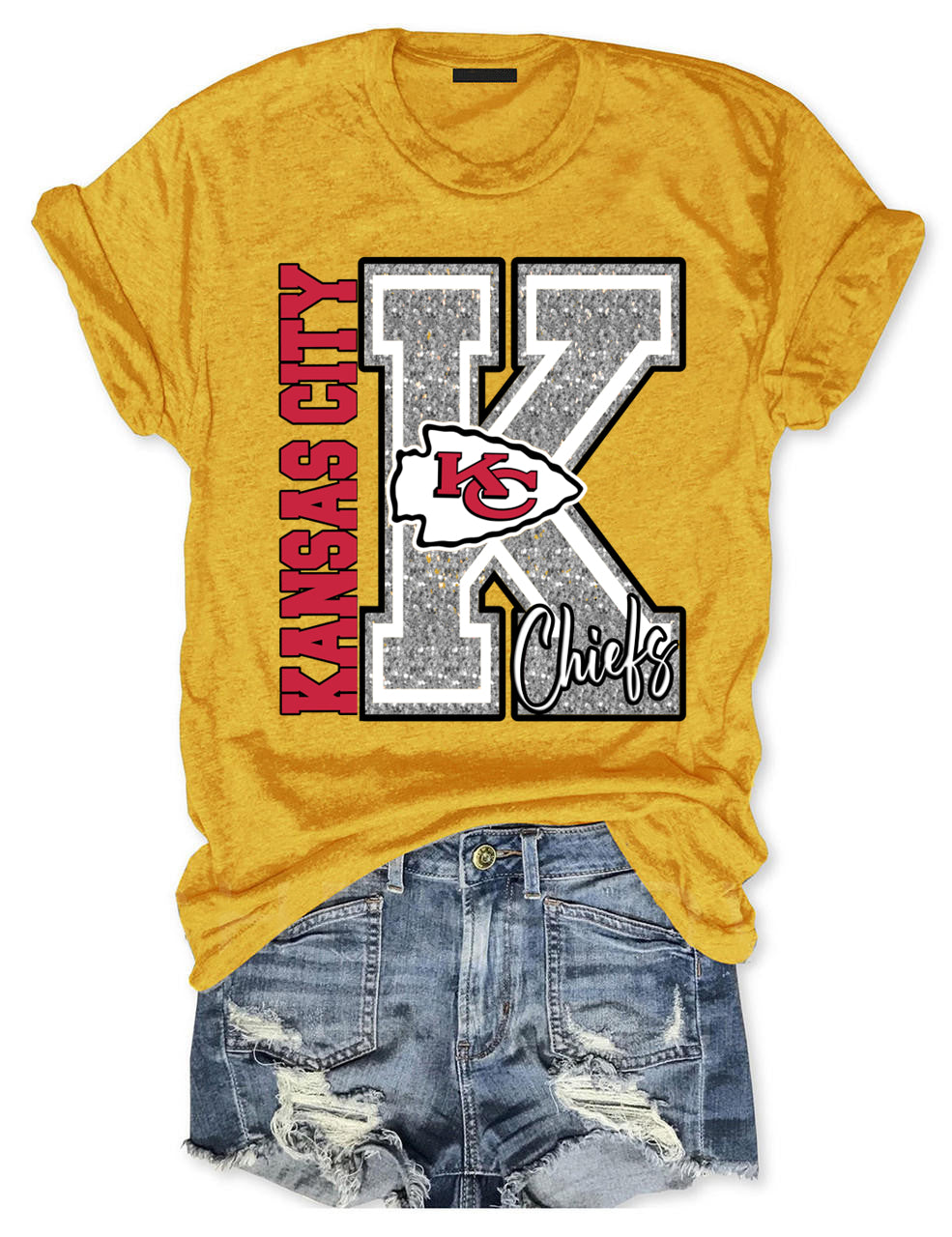 Bling Kansas City KC Chiefs Football T-Shirt