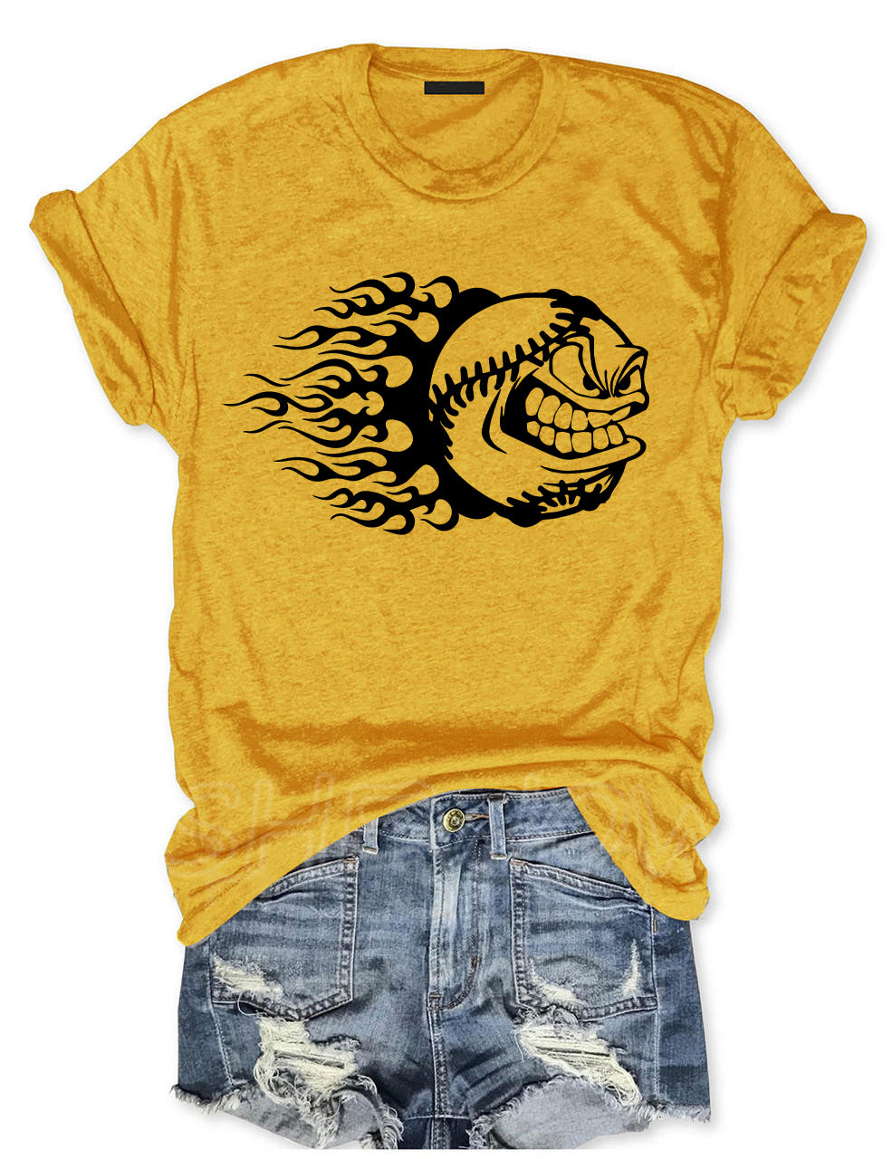 Baseball Cartoon Angry Mean Face Fastball T-shirt