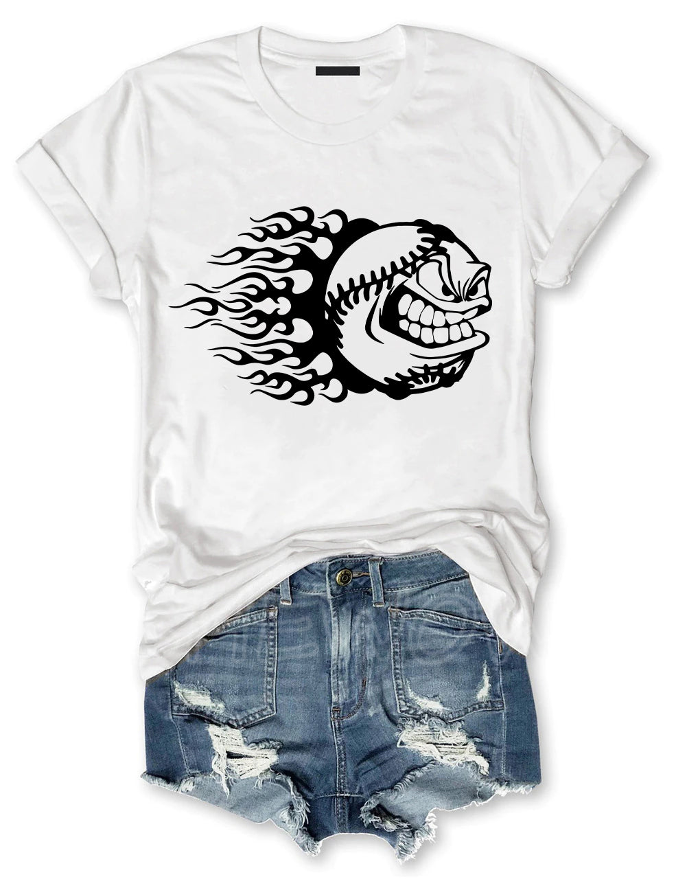 Baseball Cartoon Angry Mean Face Fastball T-shirt