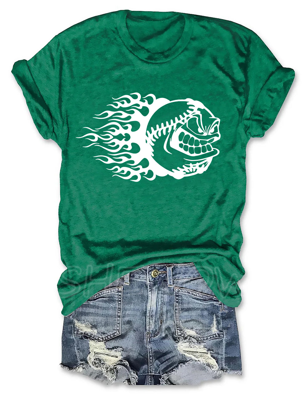 Baseball Cartoon Angry Mean Face Fastball T-shirt