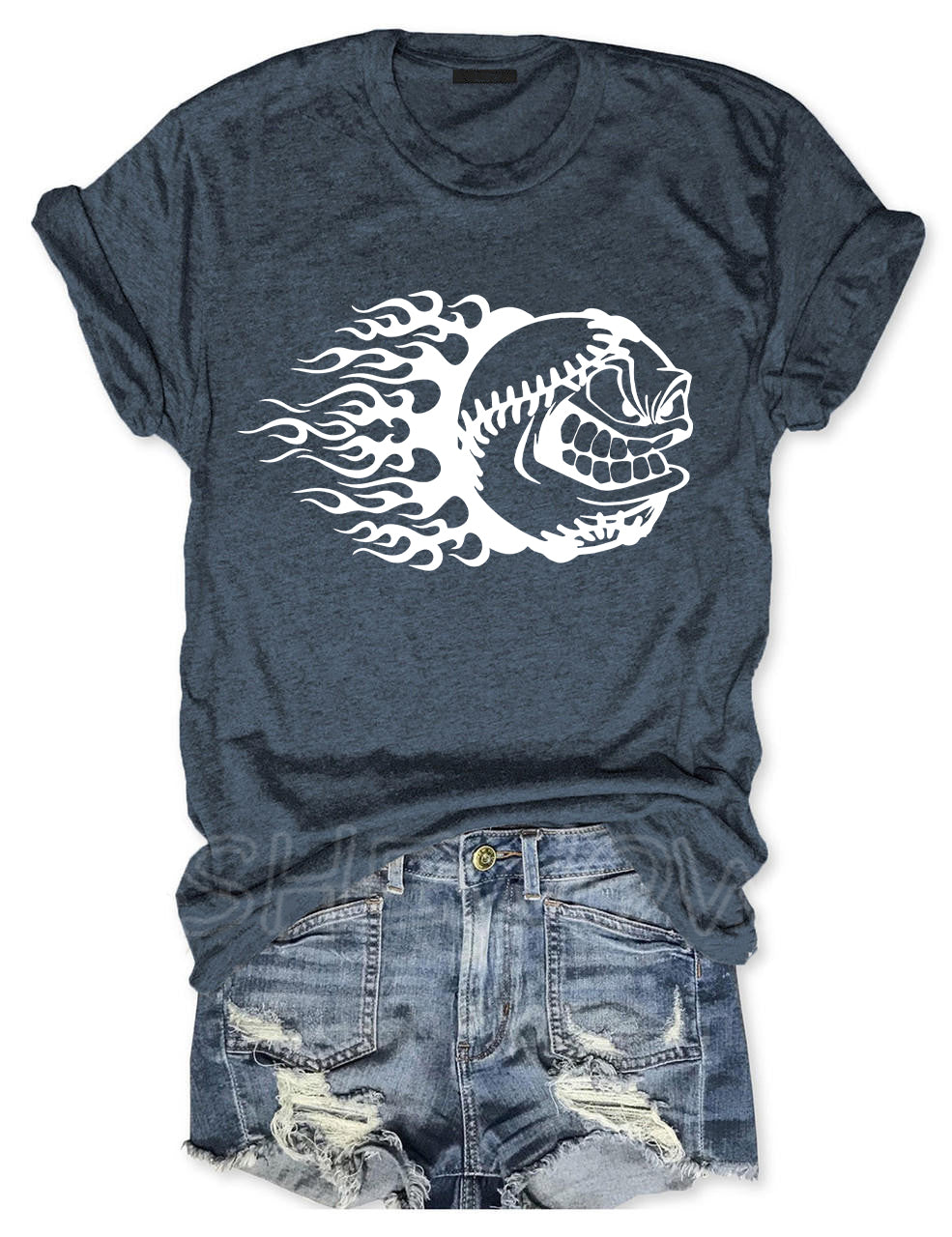 Baseball Cartoon Angry Mean Face Fastball T-shirt