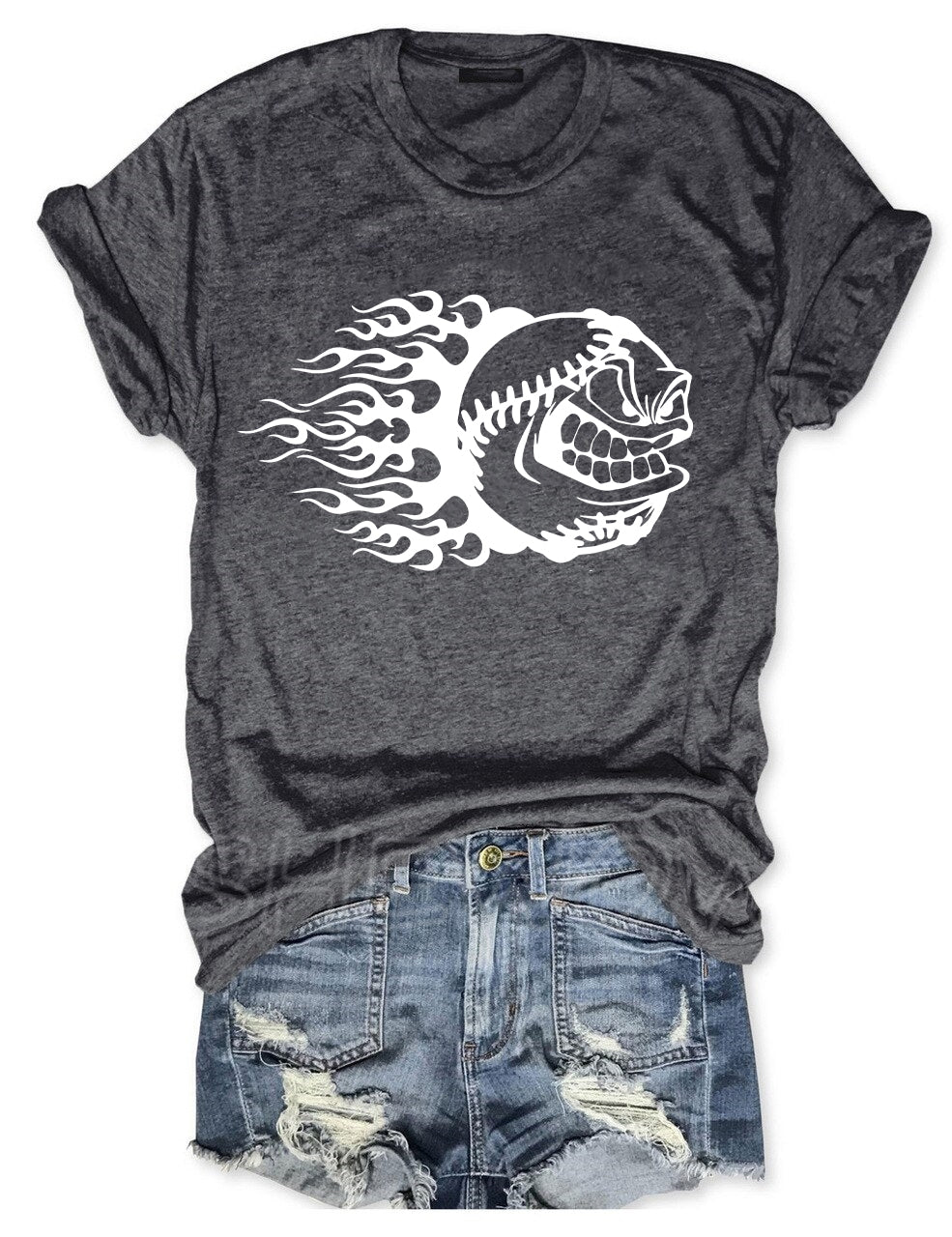 Baseball Cartoon Angry Mean Face Fastball T-shirt