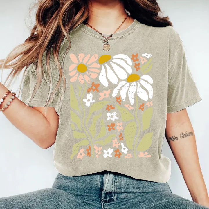 Boho Wildflowers Floral Nature T-Shirt