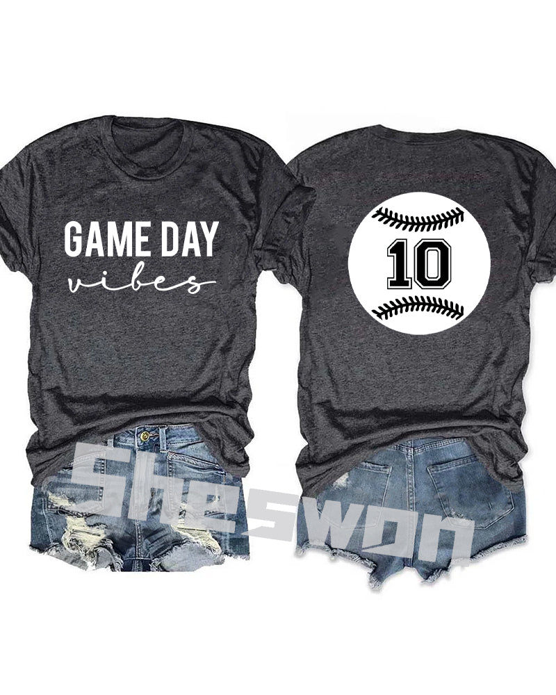 Game Day Vibes Baseball Personalized Number T-shirt