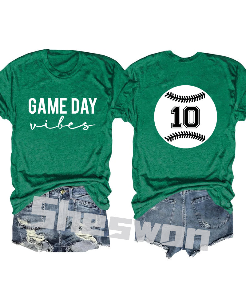 Game Day Vibes Baseball Personalized Number T-shirt