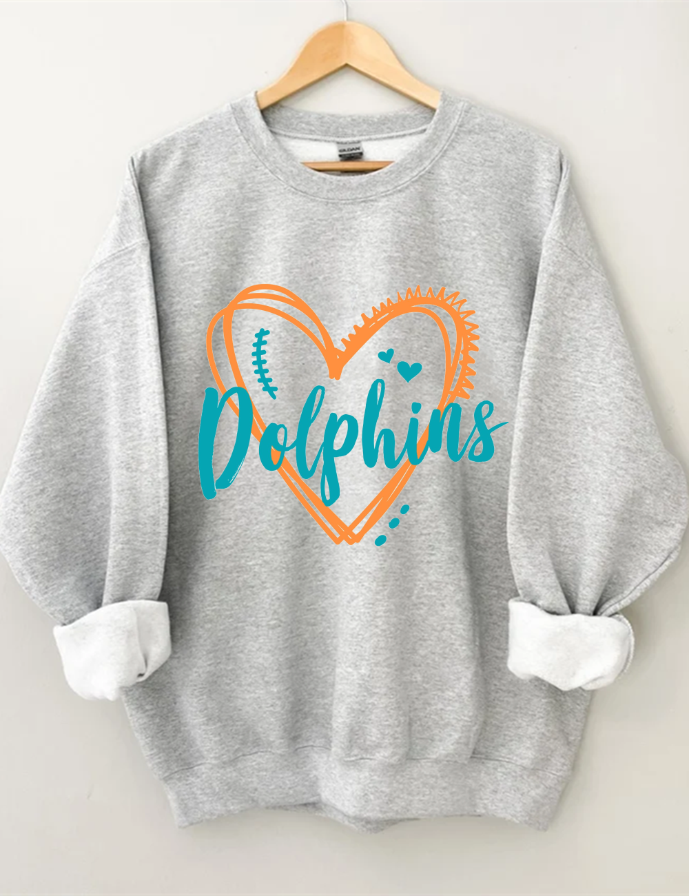 Dolphins Heart Football Sweatshirt