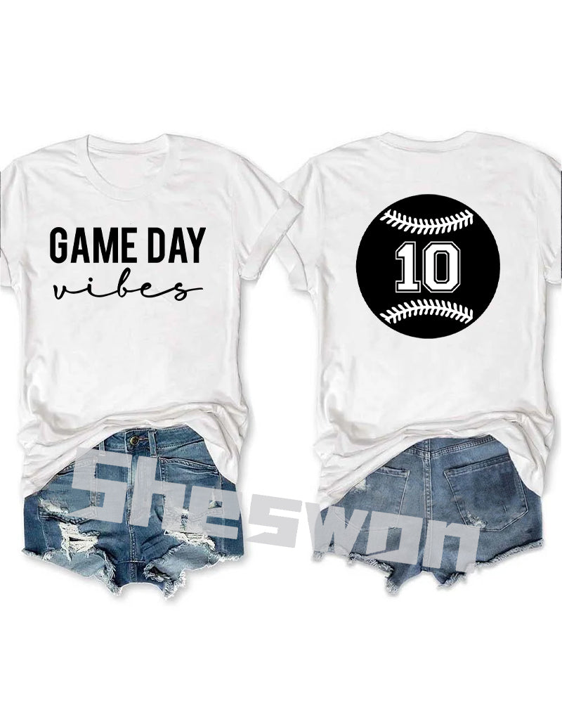 Game Day Vibes Baseball Personalized Number T-shirt