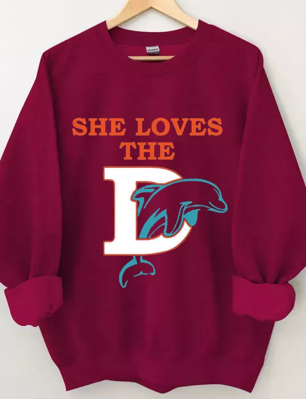 She Loves The Dolphins Football Sweatshirt