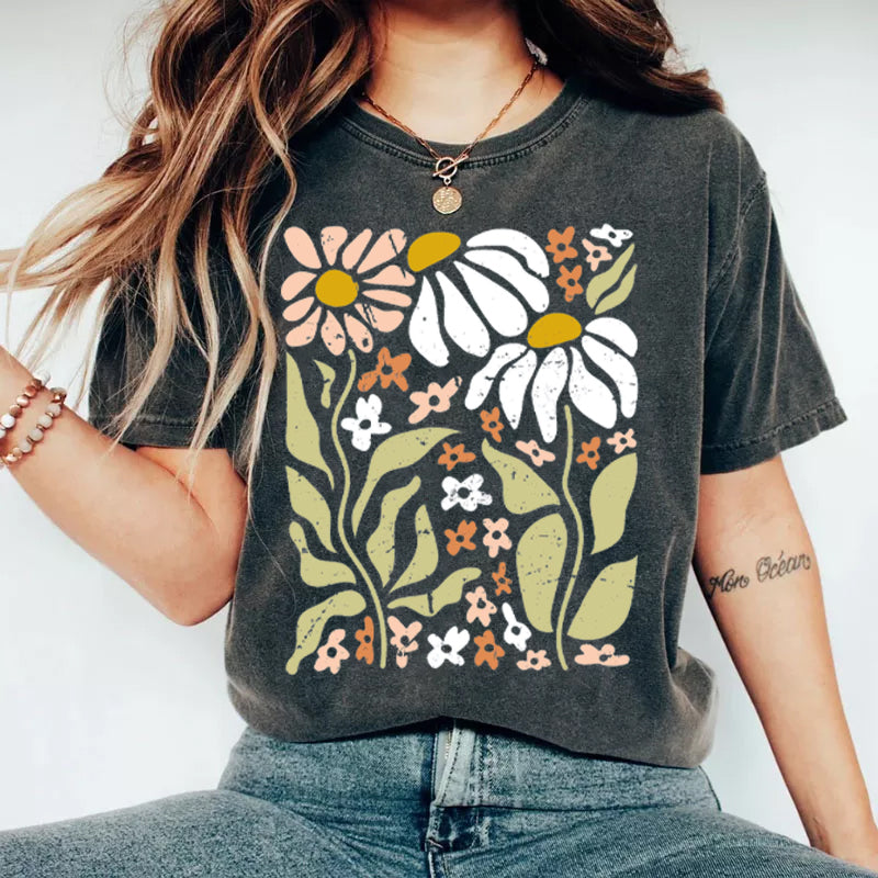 Boho Wildflowers Floral Nature T-Shirt